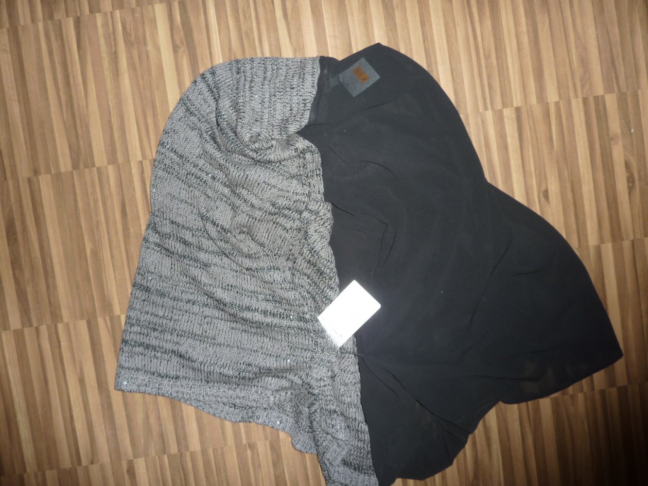 Damen Pullover Street One Gr. S 36 (evtl. 38 ) grau schwarz Pailletten Pulli