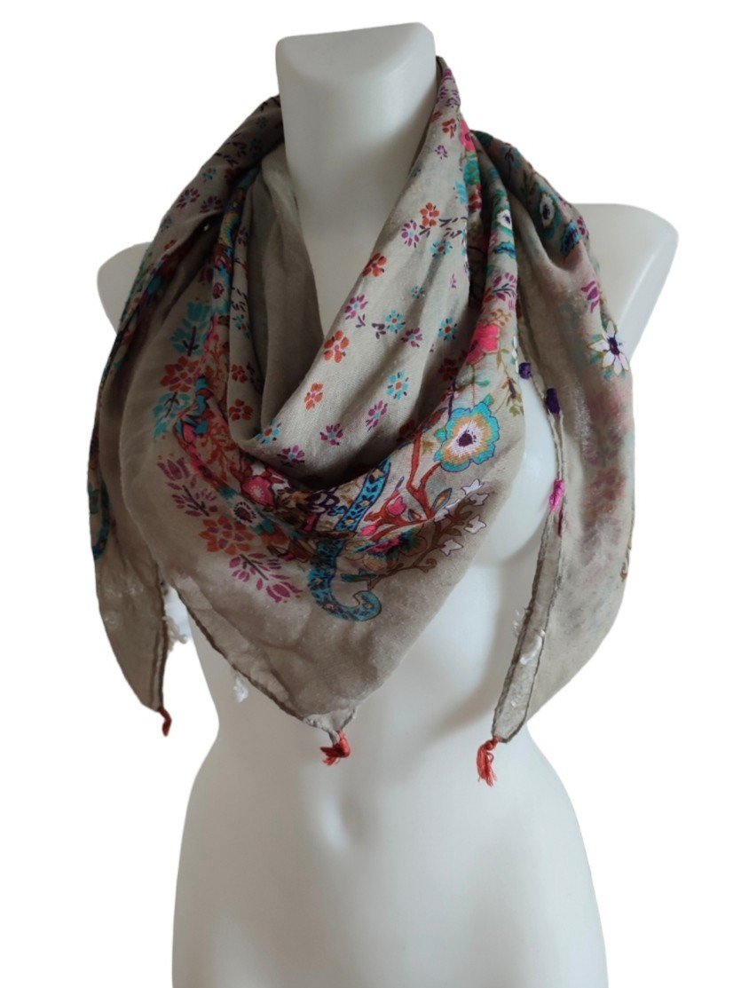 Großer leichter Schal mit Blumendruck