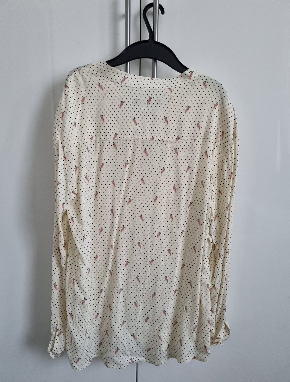 Leichte Bluse, Oberteil, Top, Shirt, Creme, Beige, Vogel