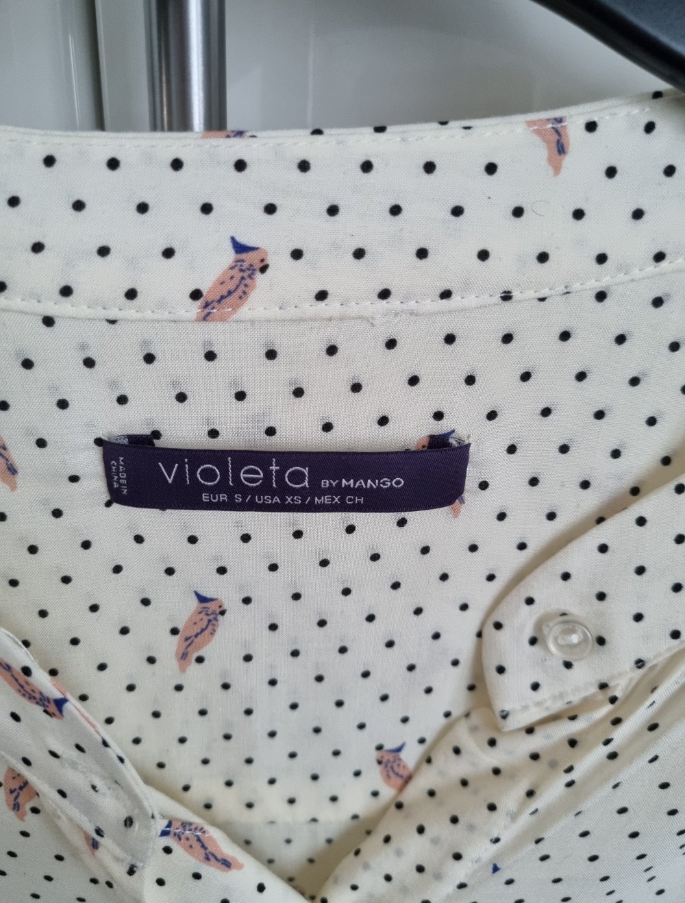 Leichte Bluse, Oberteil, Top, Shirt, Creme, Beige, Vogel