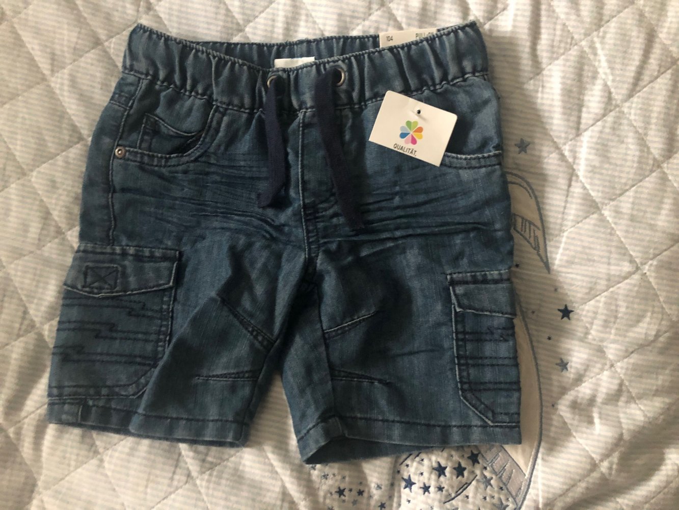 Topolino Shorts kurze Hose Pull-On Jeans Cargo blau Gr. 104 NEU