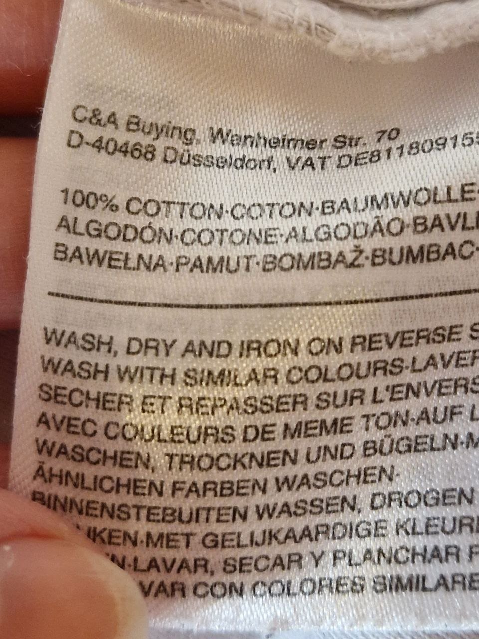 C&A.   Bequemes  T-Shirt.   Größe S.   Baumwolle.   