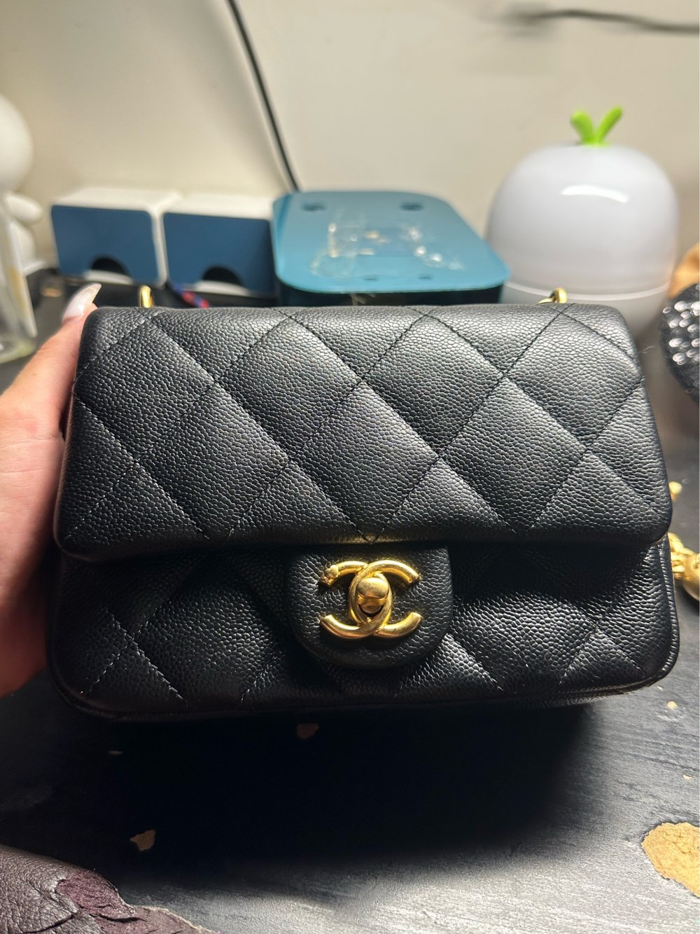 Chanel Vintage Square Flap Bag Mini GHW Tasche Handtasche