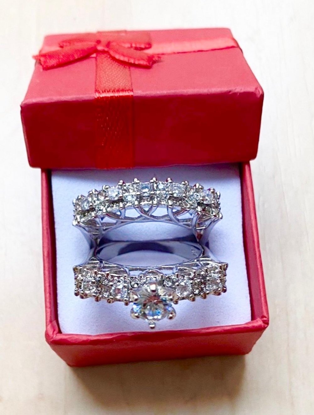 2 Teil set 925 Silber Damen Ring Gr 19,20 cm