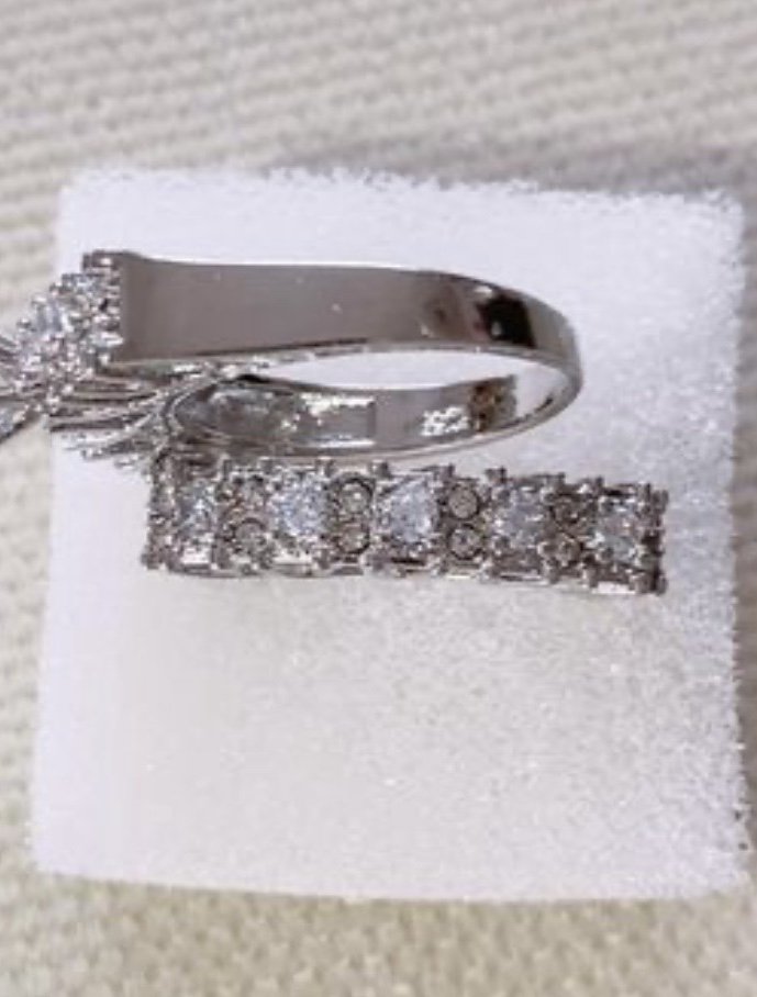 2 Teil set 925 Silber Damen Ring Gr 19,20 cm