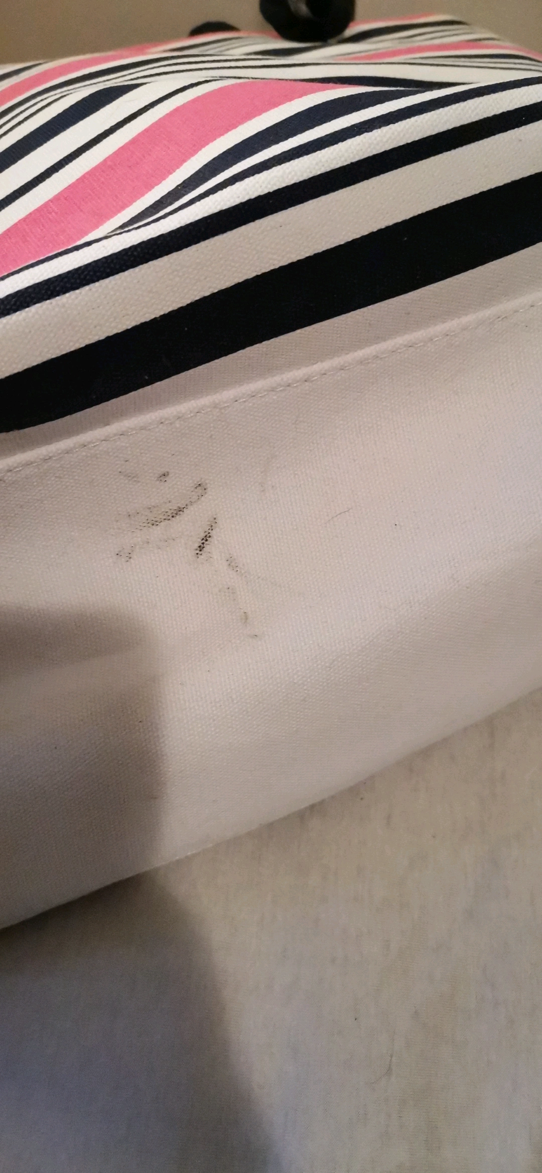 Weiß blau pink gestreifte Tasche beach bag groß viel Platz