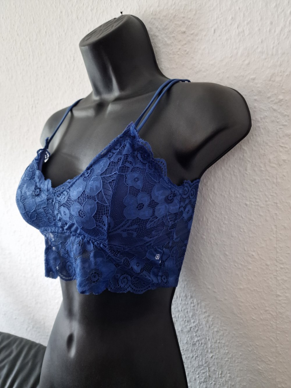 Floral Lace Wireless Padded Semi-Sheer Lace Bra One Piece Top, M