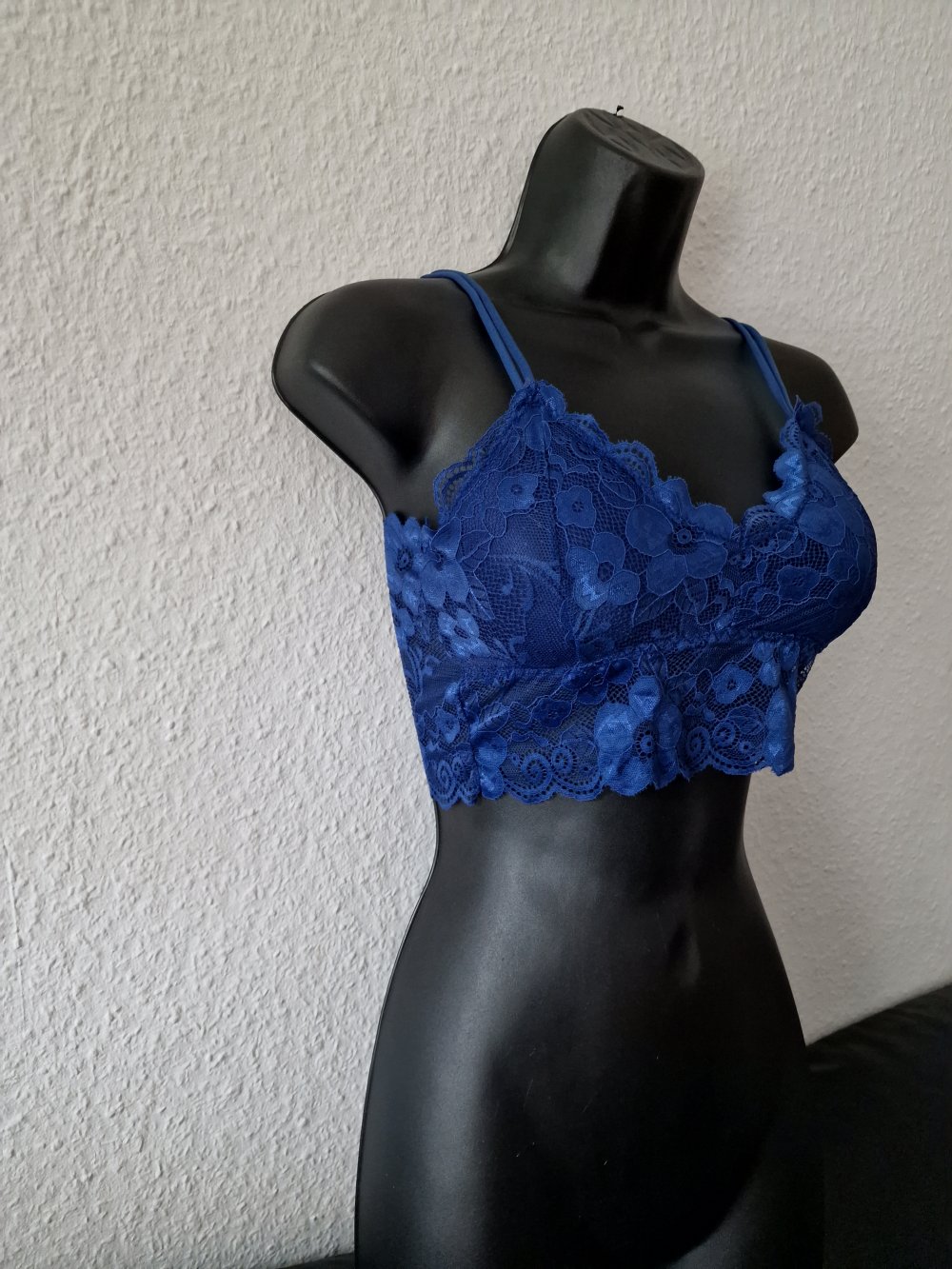 Floral Lace Wireless Padded Semi-Sheer Lace Bra One Piece Top, M