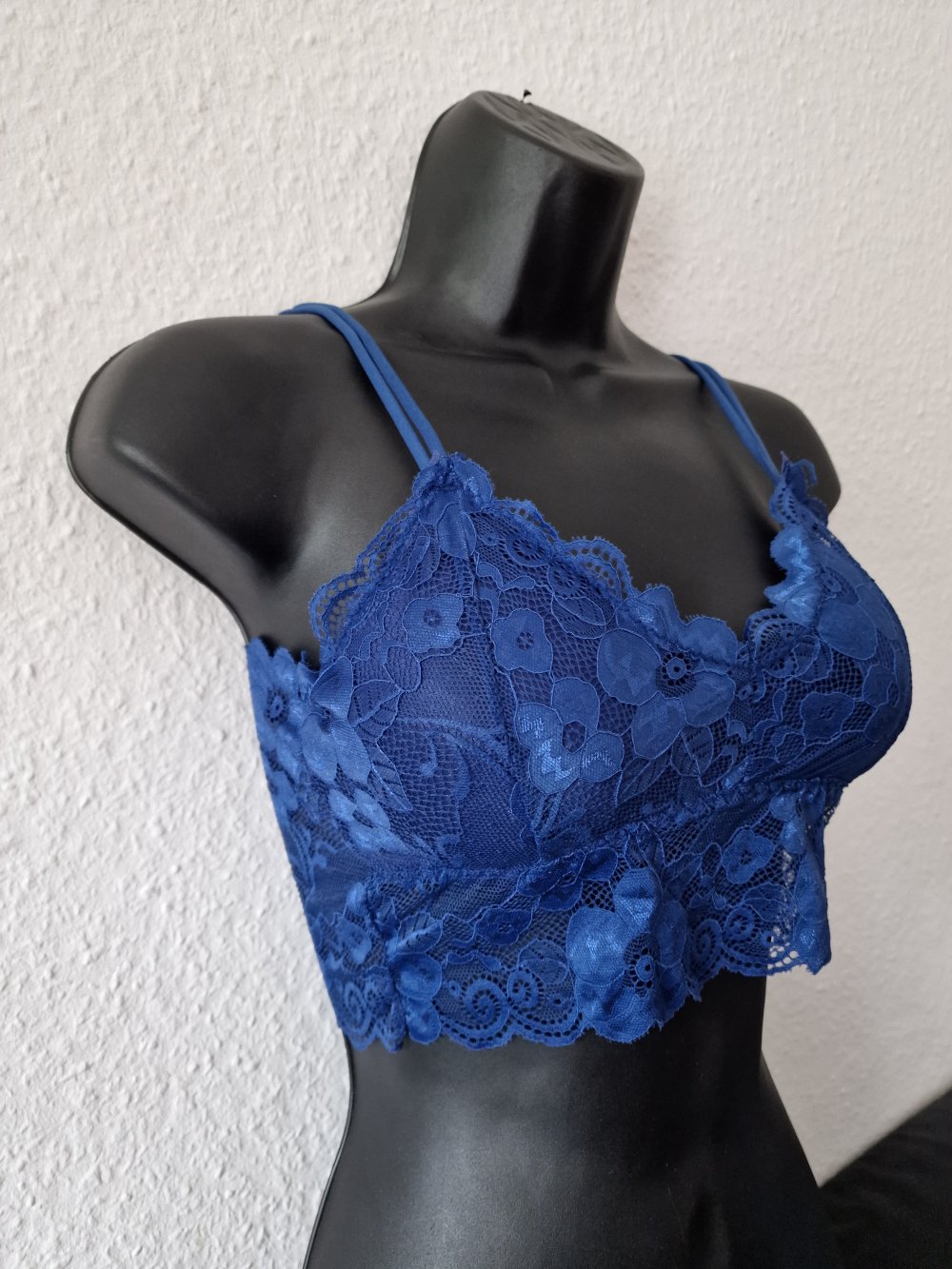 Floral Lace Wireless Padded Semi-Sheer Lace Bra One Piece Top, L