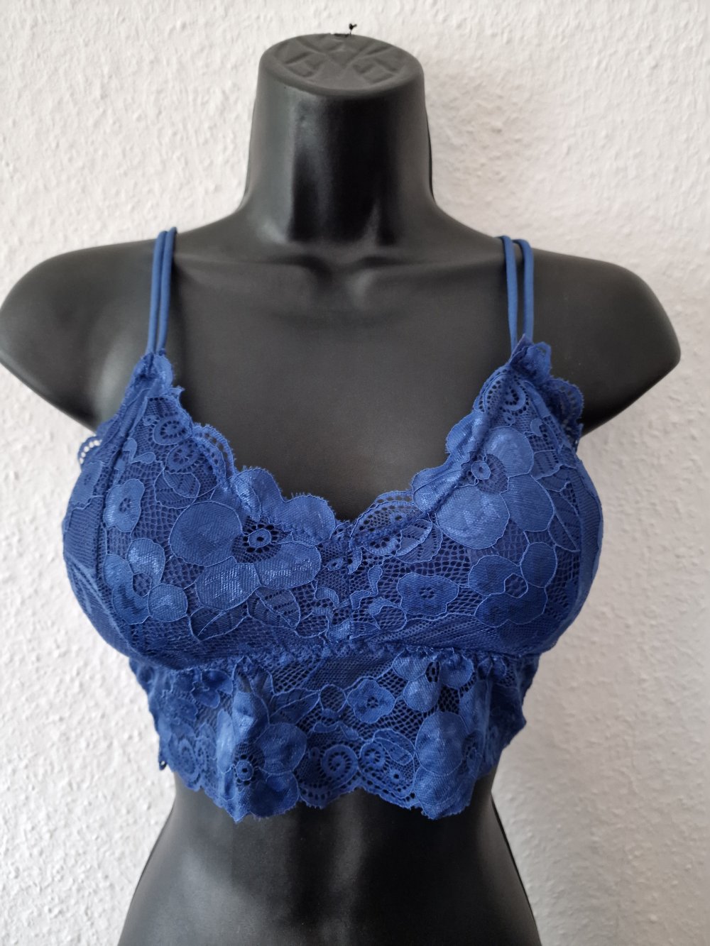 Floral Lace Wireless Padded Semi-Sheer Lace Bra One Piece Top, L