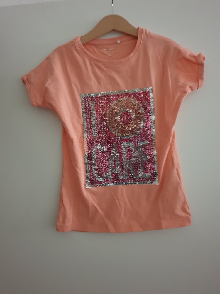 T-Shirt apricot 134 140 Pailletten I Donut care 