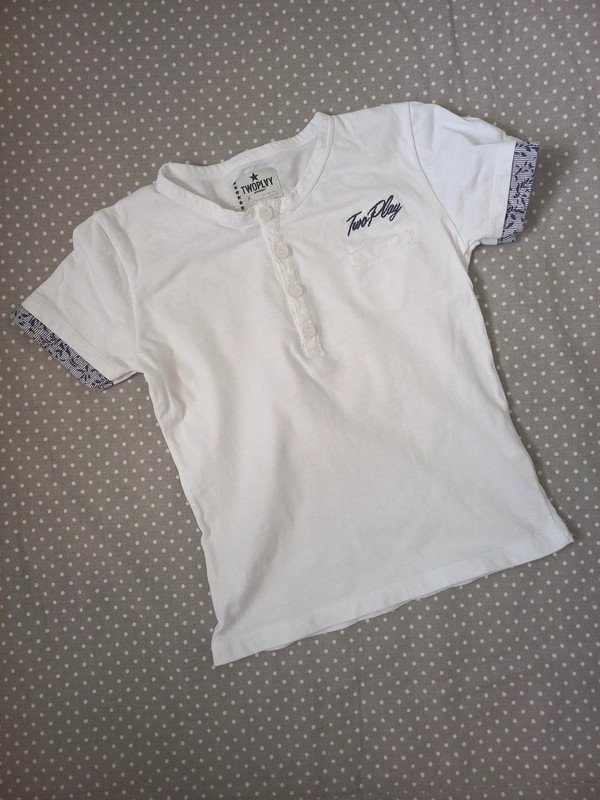 TOP! Twoplay Henley Shirt Gr 98/104 weiss, Junge, Kurzarm, Somme