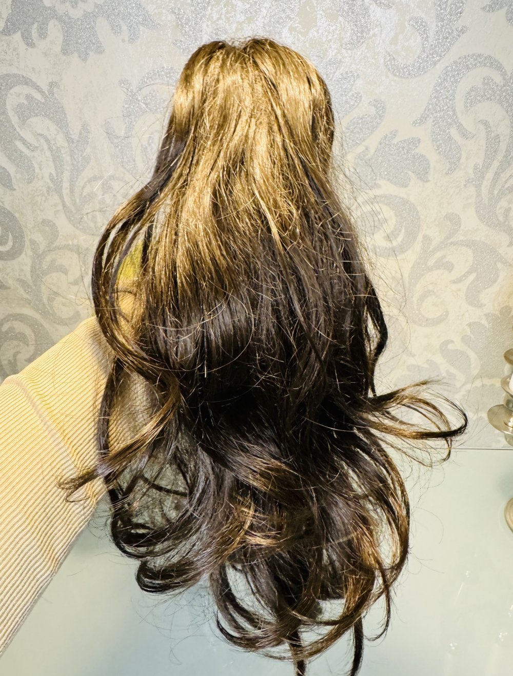 Kunsthaar ca. 35 cm Neu Haarteil Zopf Spange Spangenzopf Hell Braun Haare