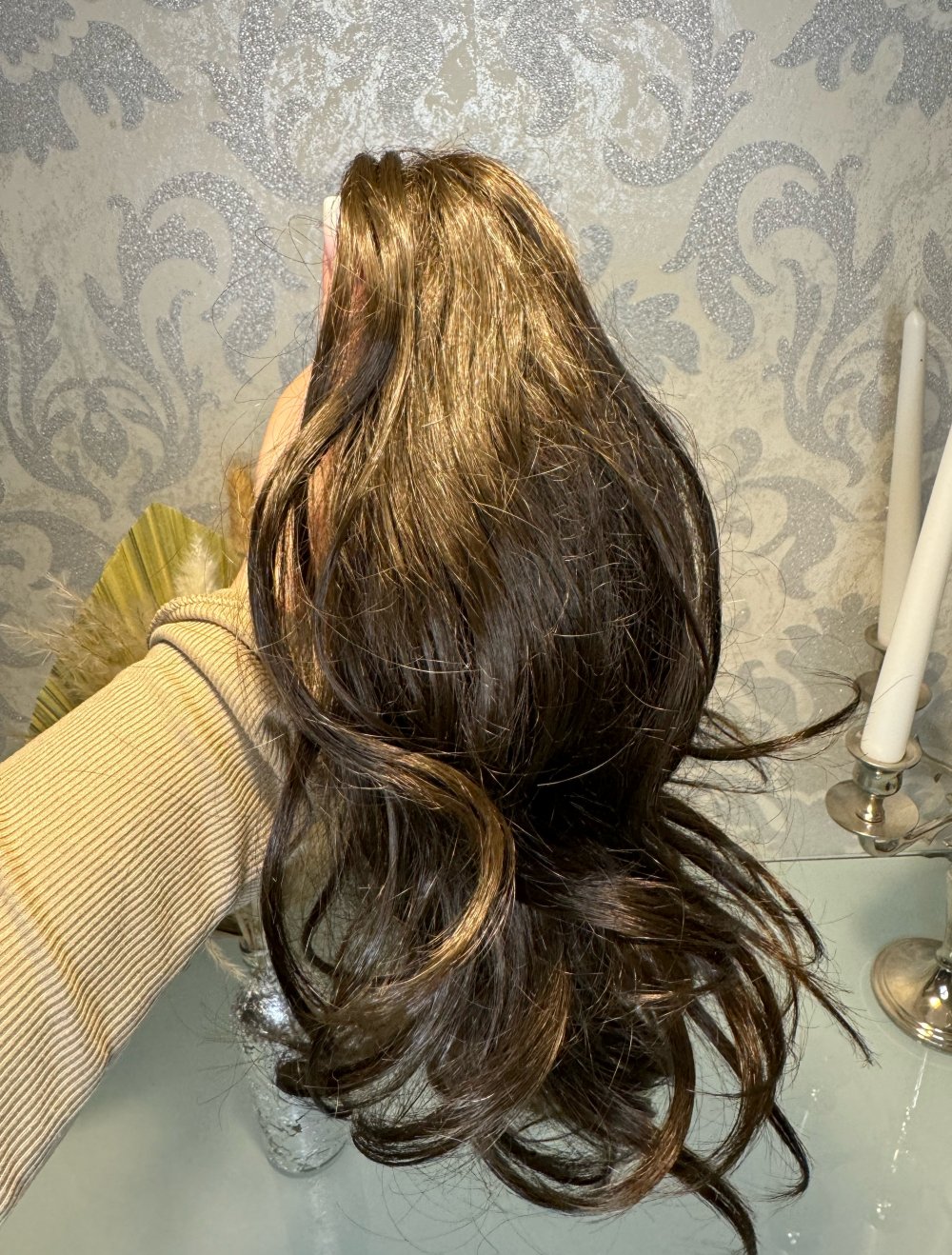 Kunsthaar ca. 35 cm Neu Haarteil Zopf Spange Spangenzopf Hell Braun Haare