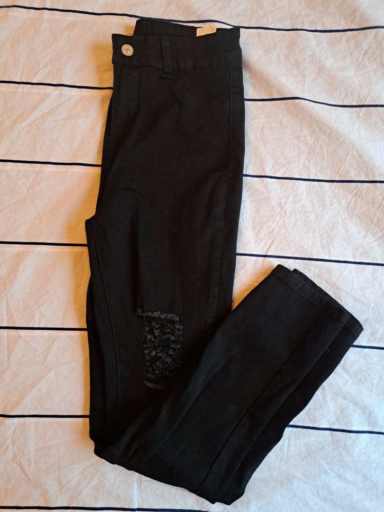 High Waist Jeans Gr. S Denim Hose schwarz