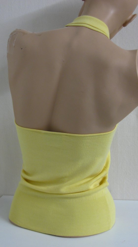 DESIGNER BASICS extravagantes Seiden/Viskose Feinstricktop, Neckholder, Gr. 36(34) 