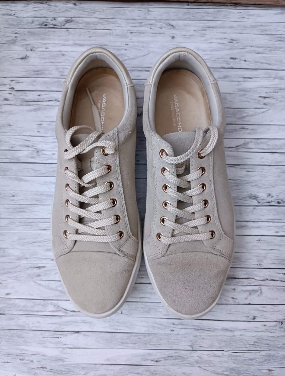 Vagabond Plateau Sneaker 38 creme beige Schnürschuhe gold Wildleder