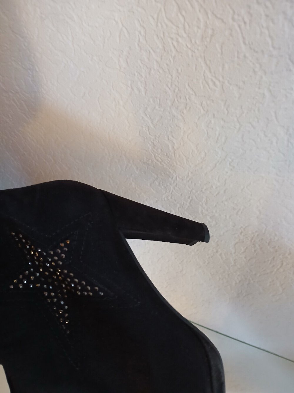 Tamaris Stiefeletten Gr.38 Wildleder schwarz Glitter Stern Vintage Büro