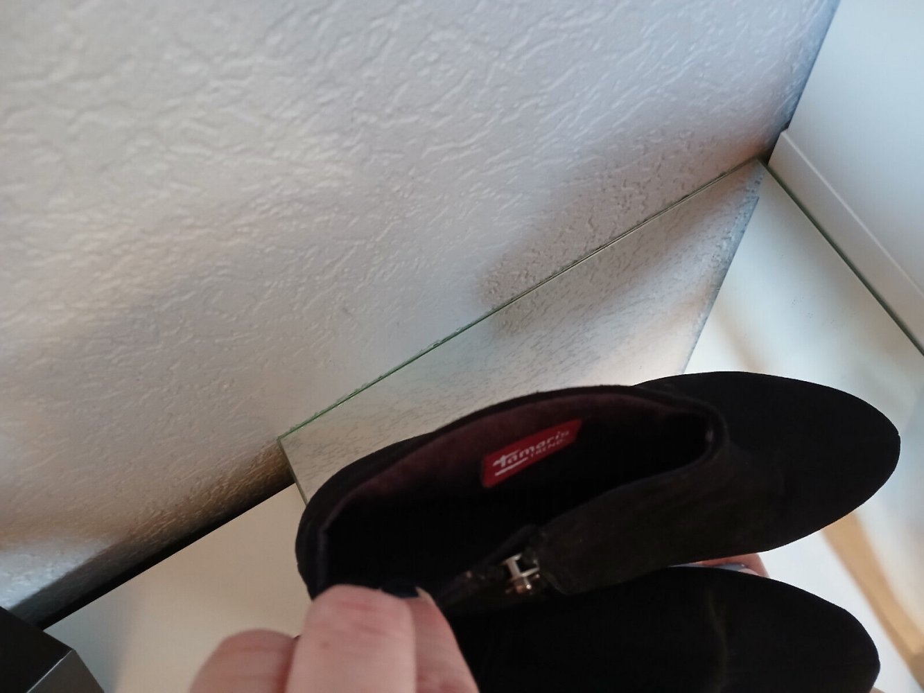 Tamaris Stiefeletten Gr.38 Wildleder schwarz Glitter Stern Vintage Büro