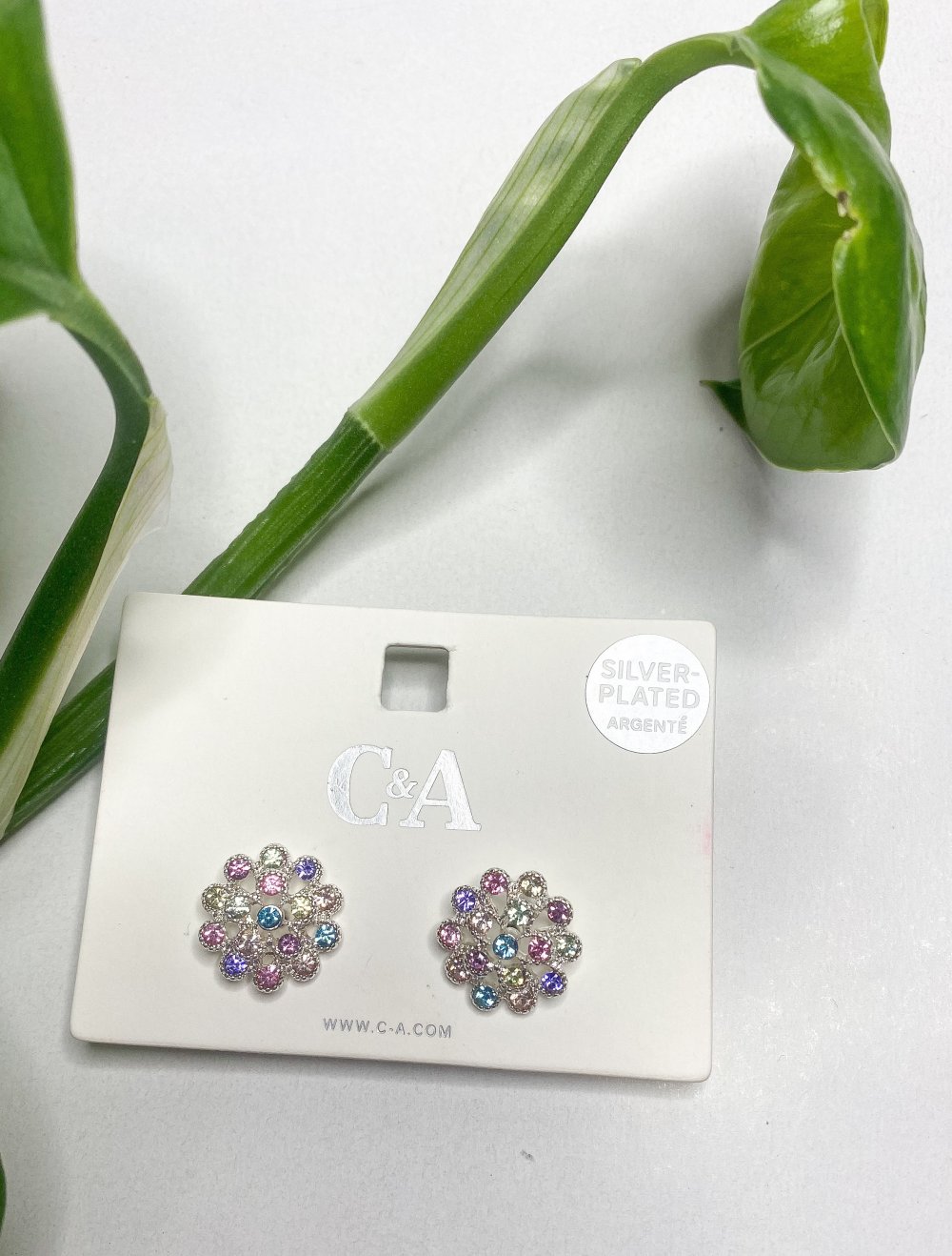 Silver Plated Ohrringe Bunte Strassteine