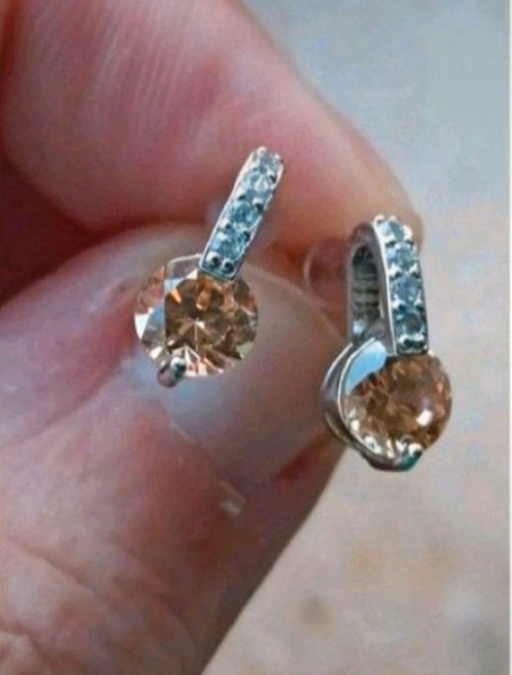 Schmuckset 3teilig Kette mit Anhänger und Ohrstecker Sterling Silber - Farbe Champagner - Versand 2€// NP 24,95€