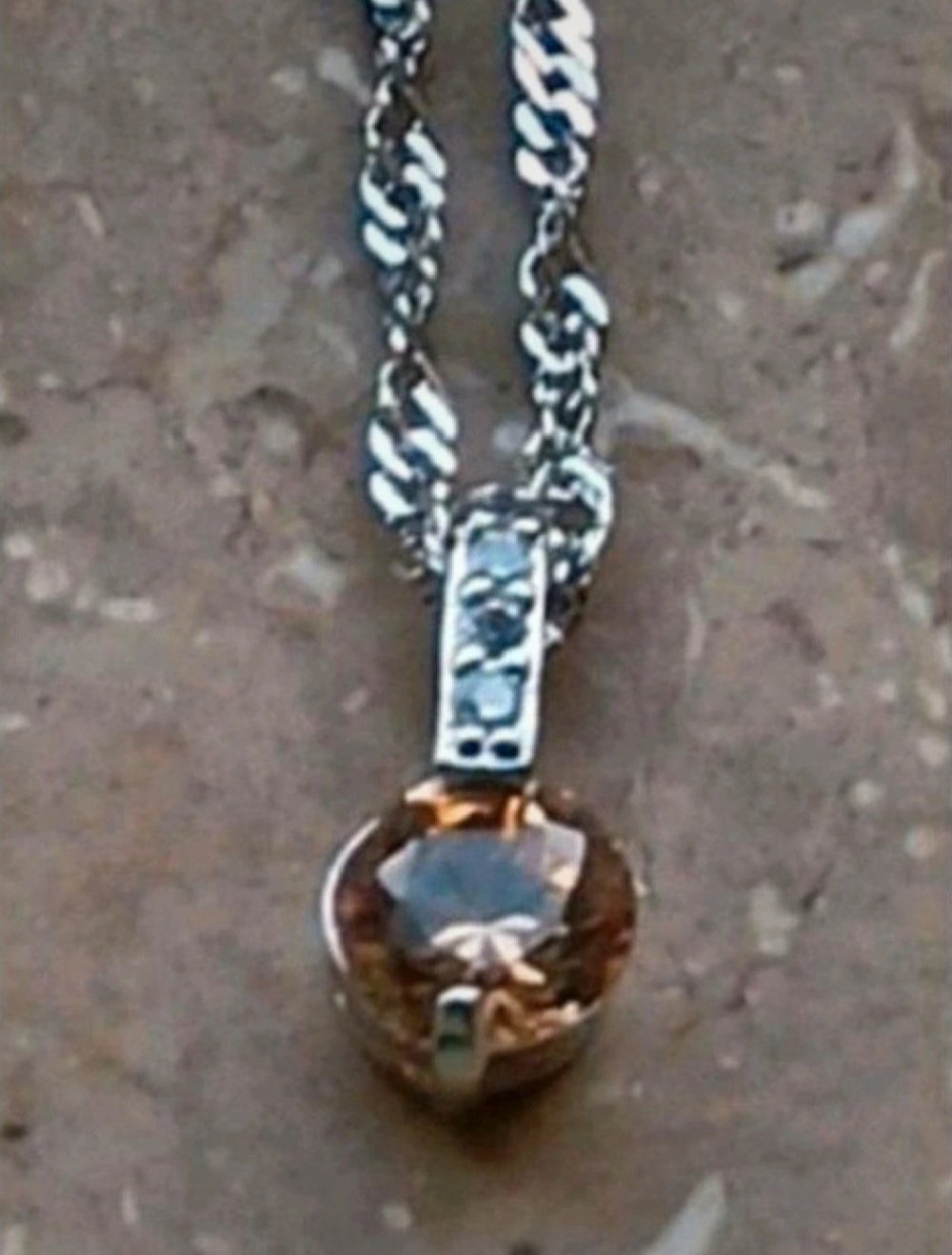 Schmuckset 3teilig Kette mit Anhänger und Ohrstecker Sterling Silber - Farbe Champagner - Versand 2€// NP 24,95€