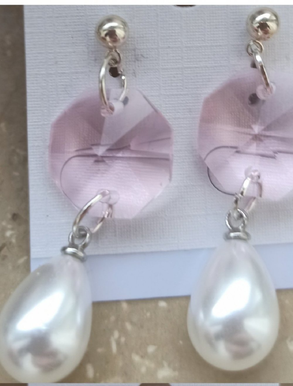 Sterling Silber Ohrringe gestempelt// Farbe Rosa// Versand inkl