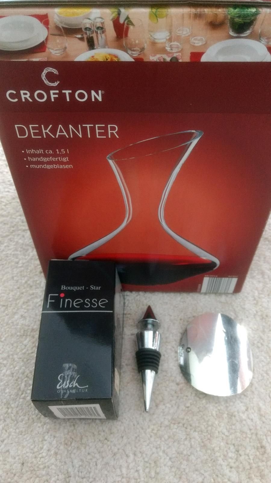  Dekanter Drop Stop Bouquet Star Set Genuss Sommelier NEU Haushaltsauflösung 