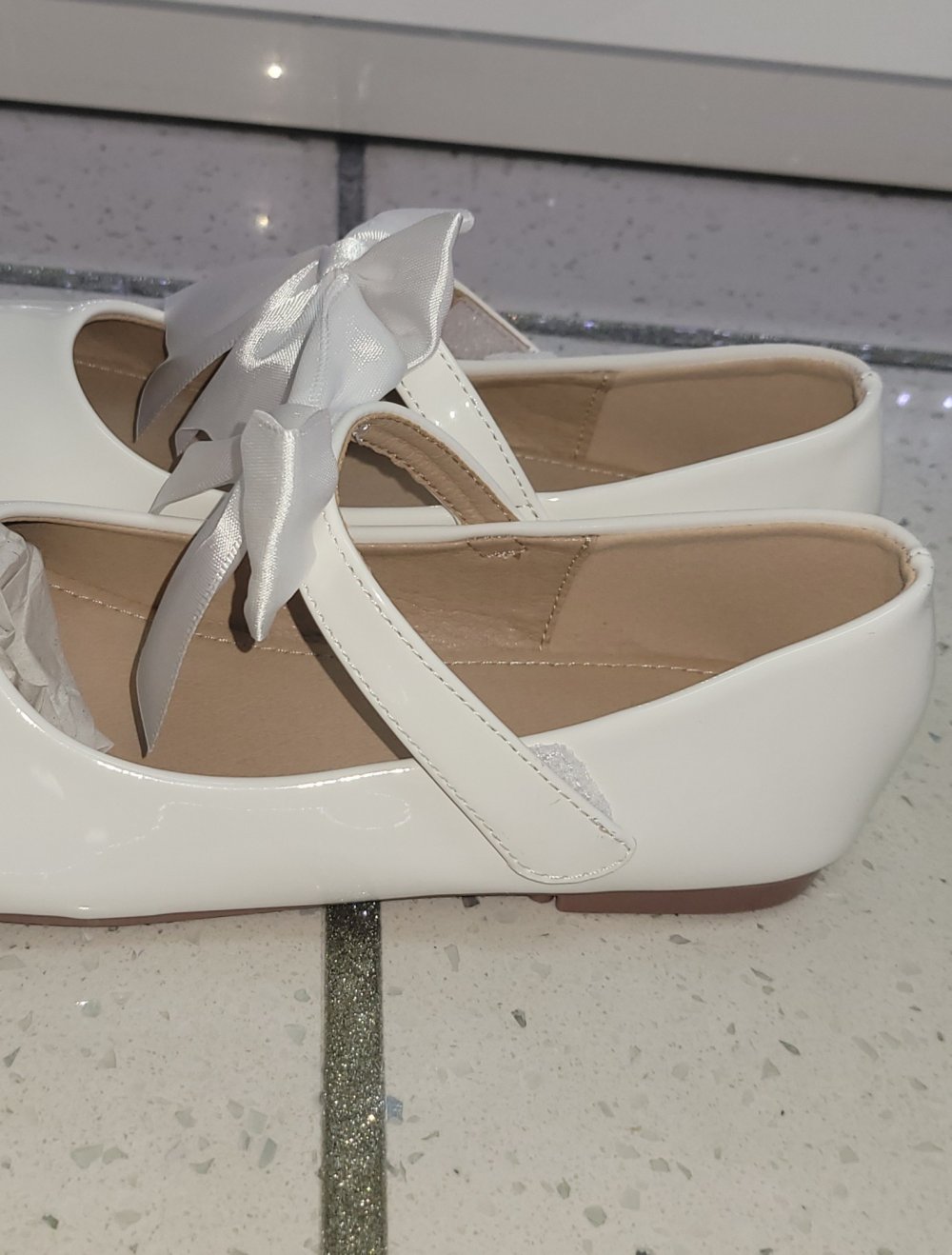 35 #Neu #Mädchen #Kommunion #Schuhe #Ballerina #weiß #Schleife