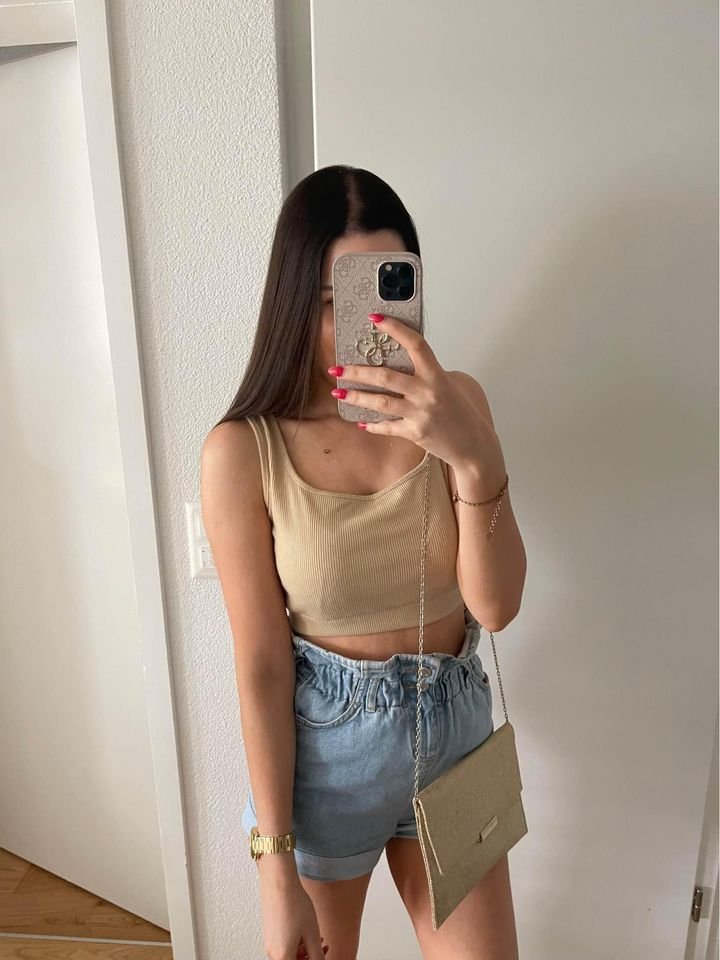  Crop Top Beige Gr. S 