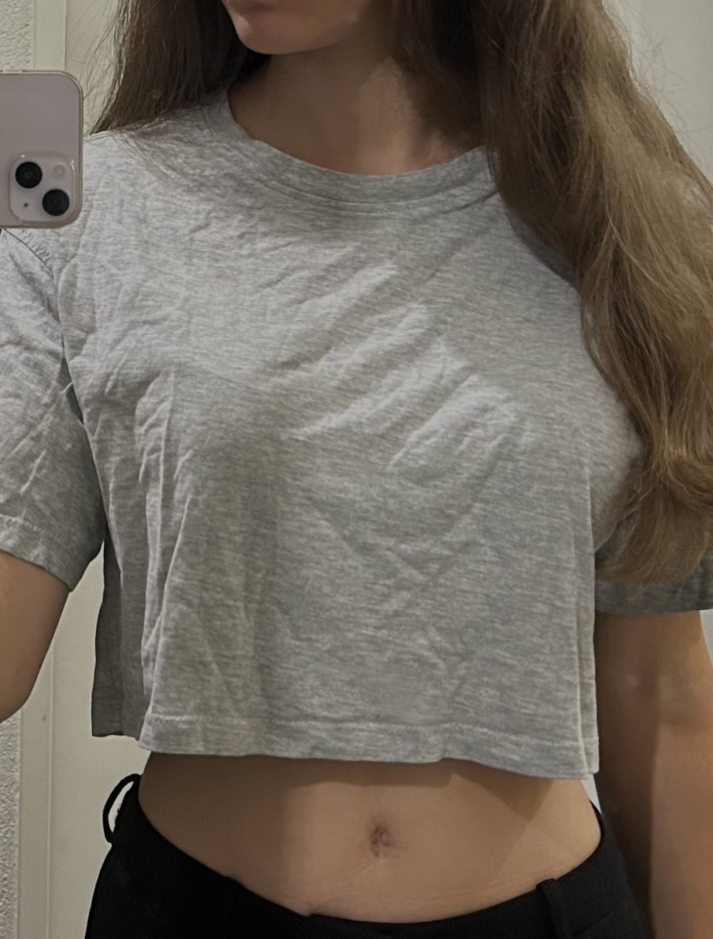 graues CROP T-Shirt XS