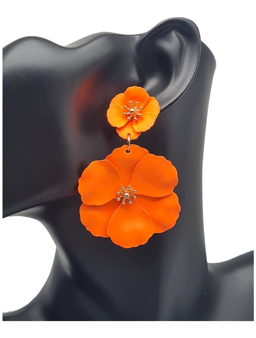 Halskette mit Ohrstecker in Orange
