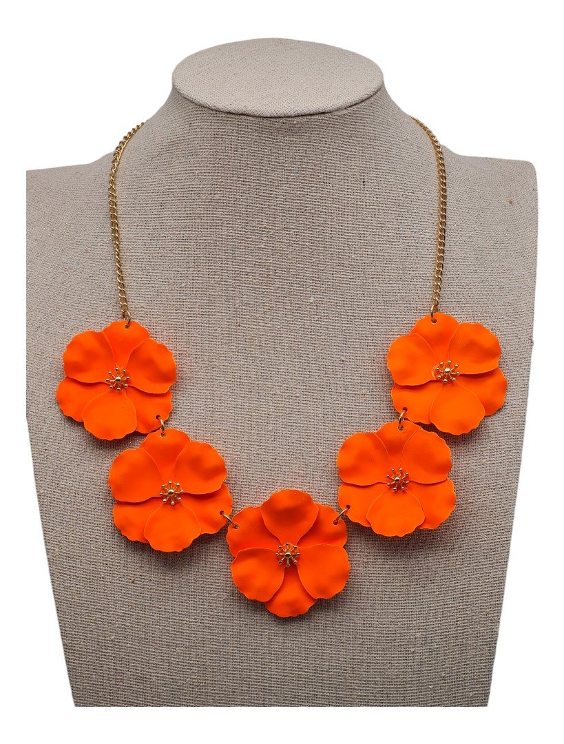 Halskette mit Ohrstecker in Orange