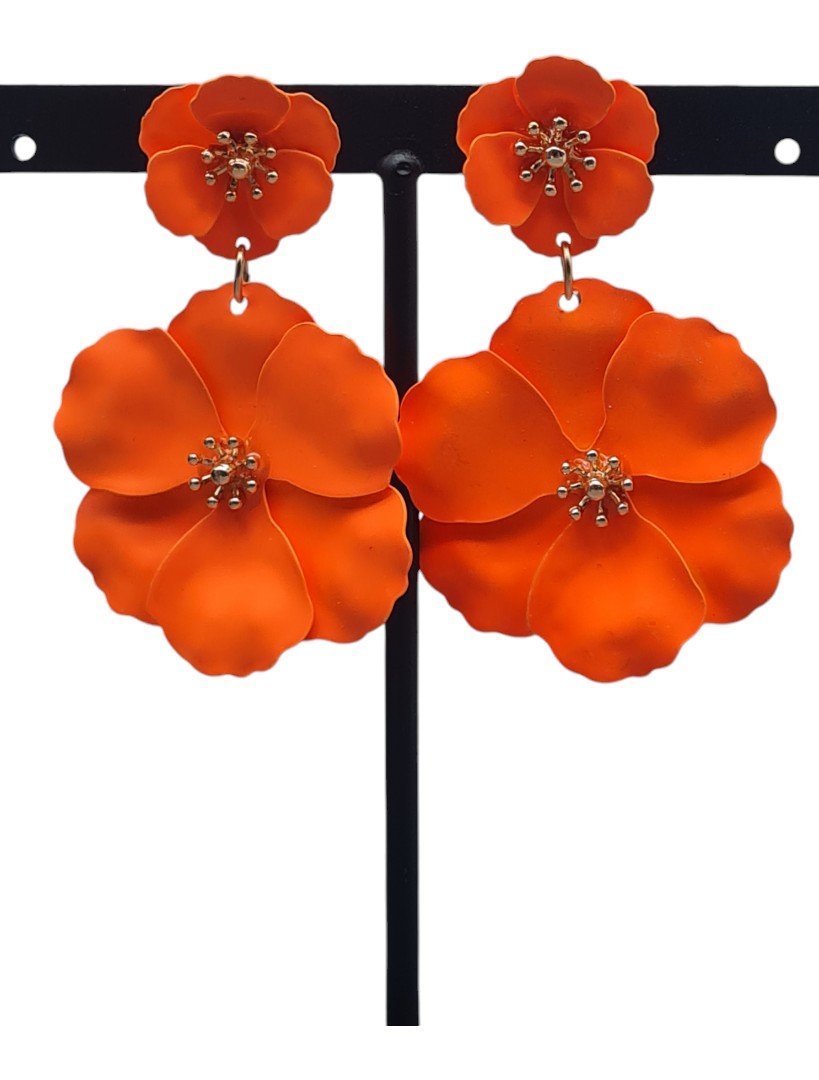 Halskette mit Ohrstecker in Orange
