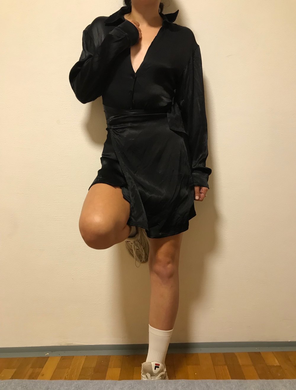 Kleid Satin swarzcht Zara XS