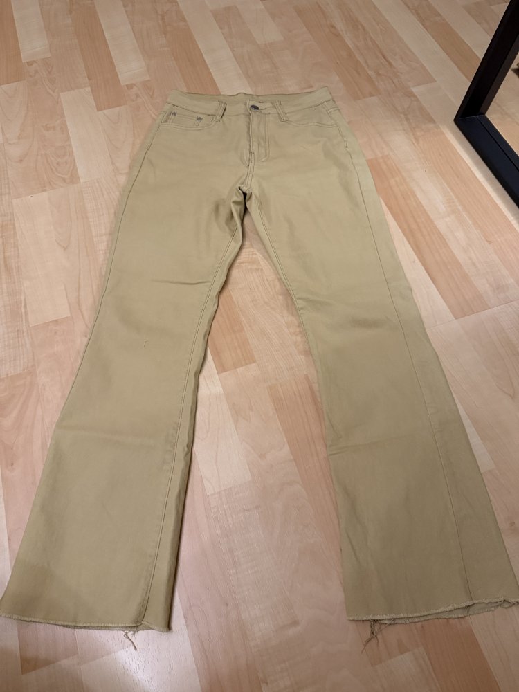 Schlaghose Wide Leg Jeans senffarben beige S 36