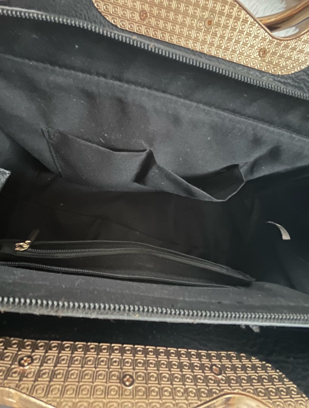 Tasche Handtasche hängetasche schwarz Gold 30x35