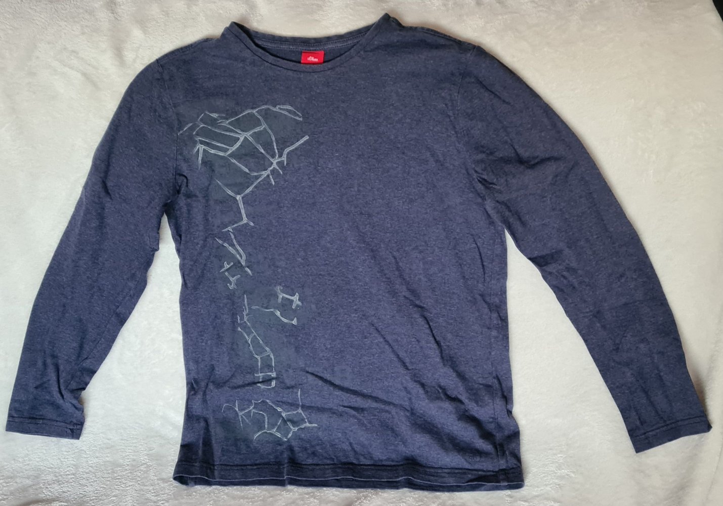 Blau-meliertes Longsleeve-Shirt von S.Oliver mit Aufdruck