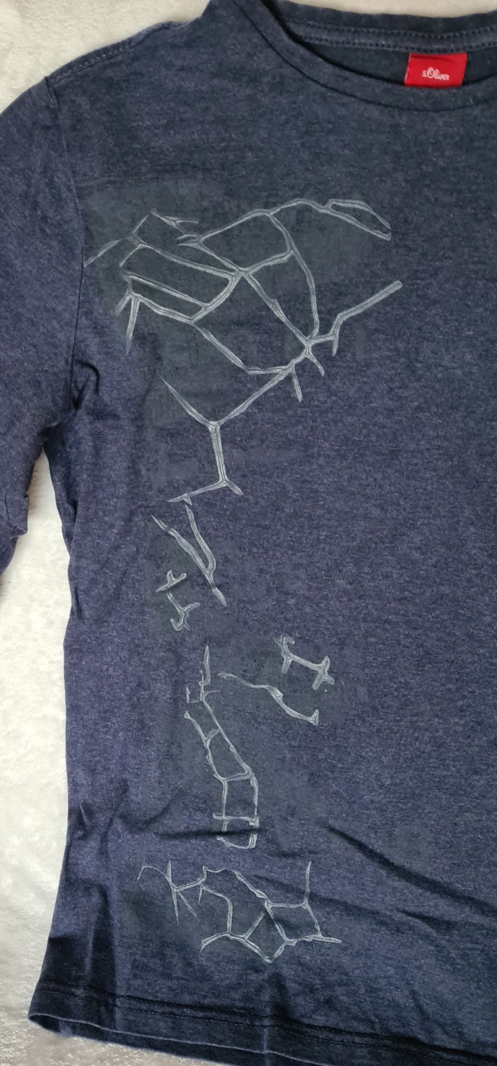 Blau-meliertes Longsleeve-Shirt von S.Oliver mit Aufdruck