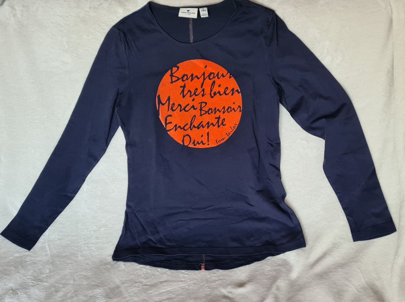 Dunkelblaues Longsleeve-Shirt von Tom Tailor mit Aufdruck