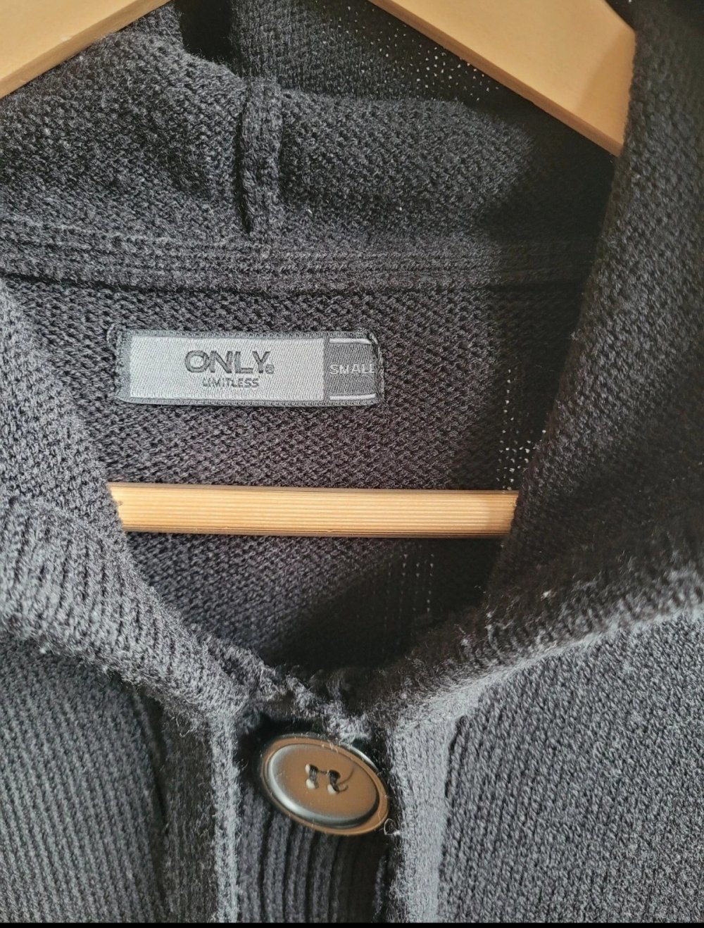 Only Basic Strickjacke mit Kapuze Cardigan Strickmantel Kapuze Hoodie Strick Strickcardigan Knit Hoodie schwarz