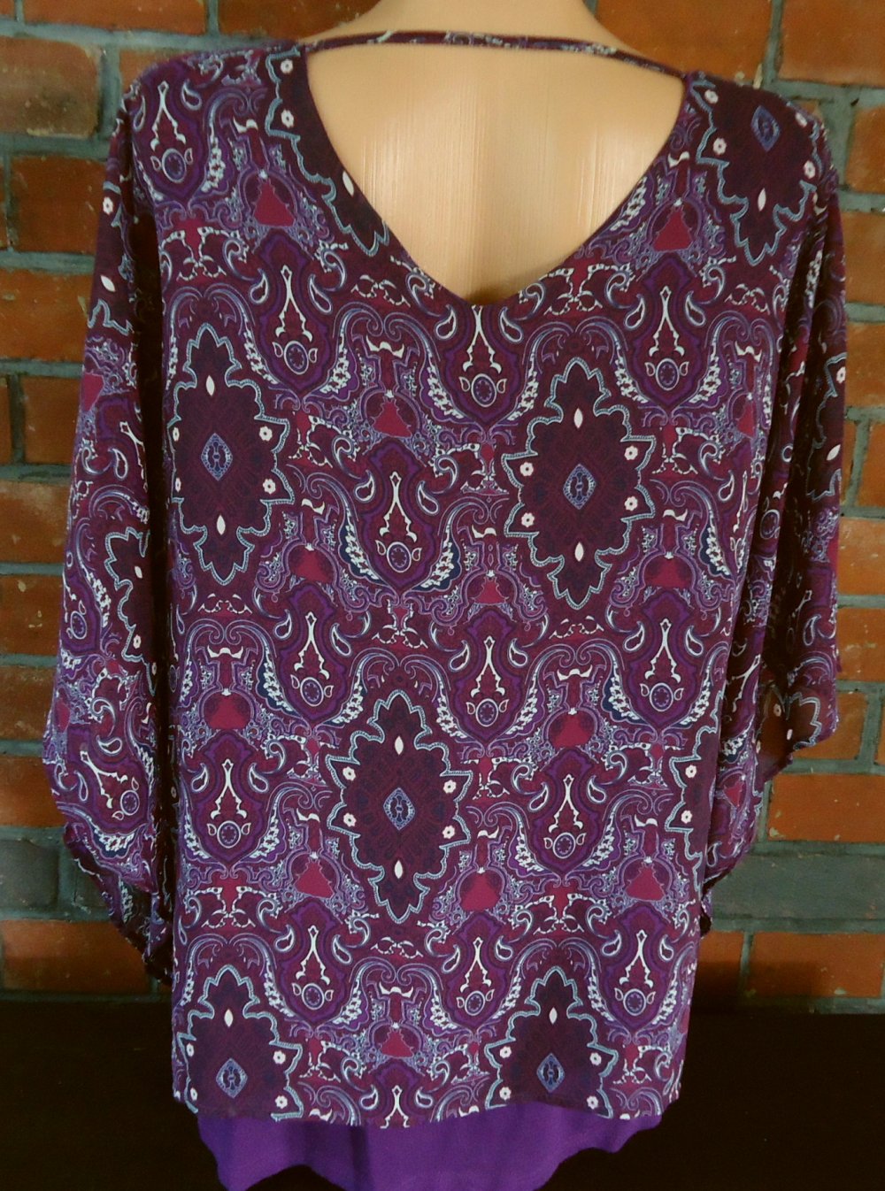 Georgette-Bluse kurzarm Fledermaus Cold-Shoulder Gr. 42 Janina