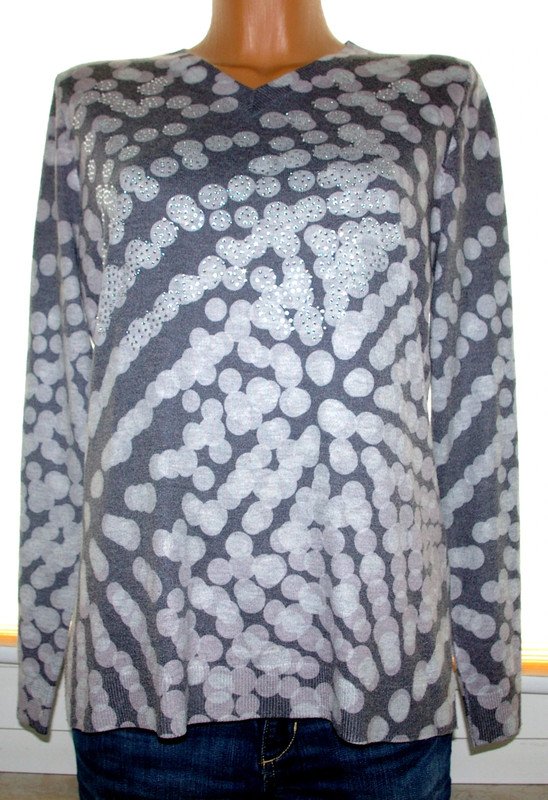 Pullover grau Gr. 42 Glitzersteinchen