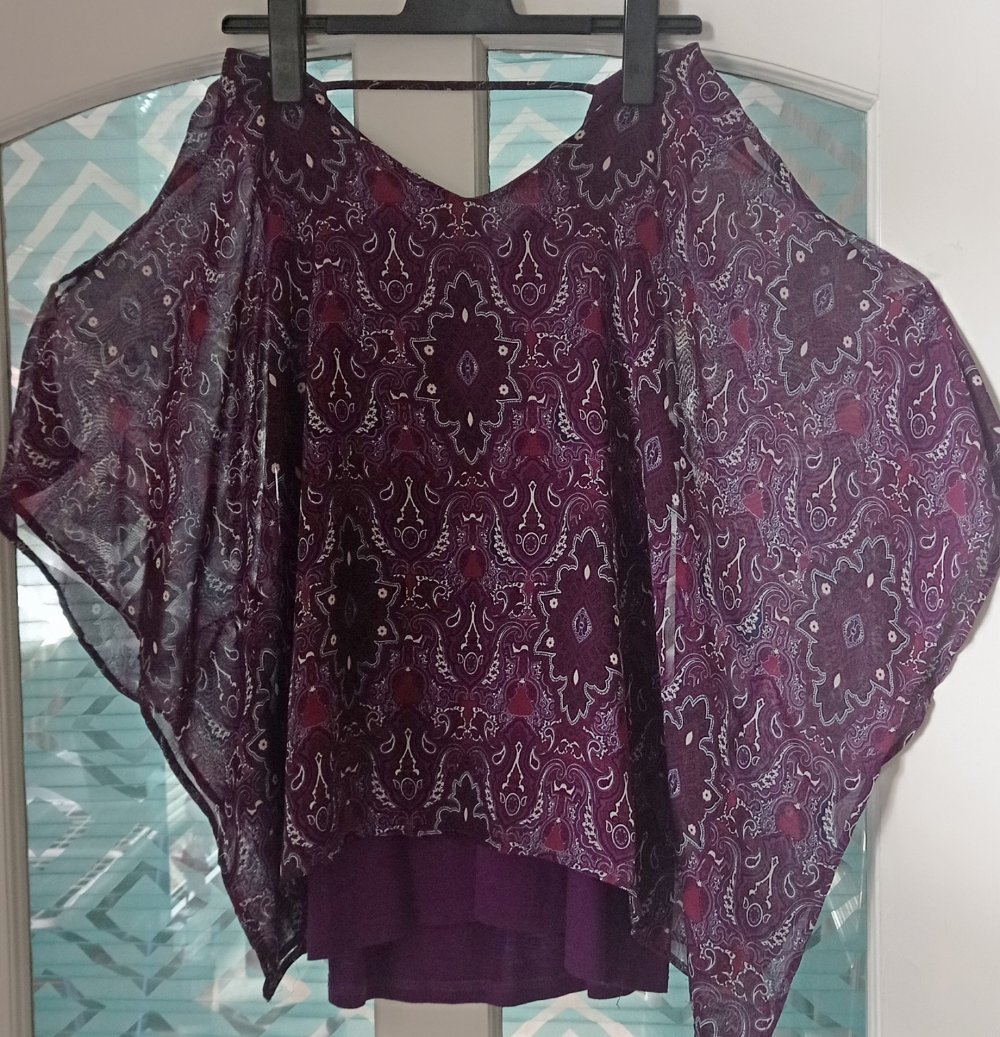 Georgette-Bluse kurzarm Fledermaus Cold-Shoulder Gr. 42 Janina