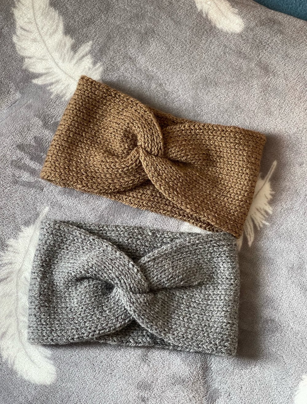 Stirnband für Erwachsene, grau und braun