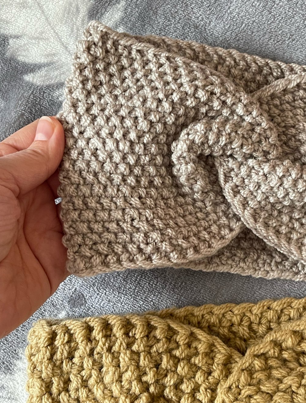 Stirnband für Erwachsene, beige und hellbraun