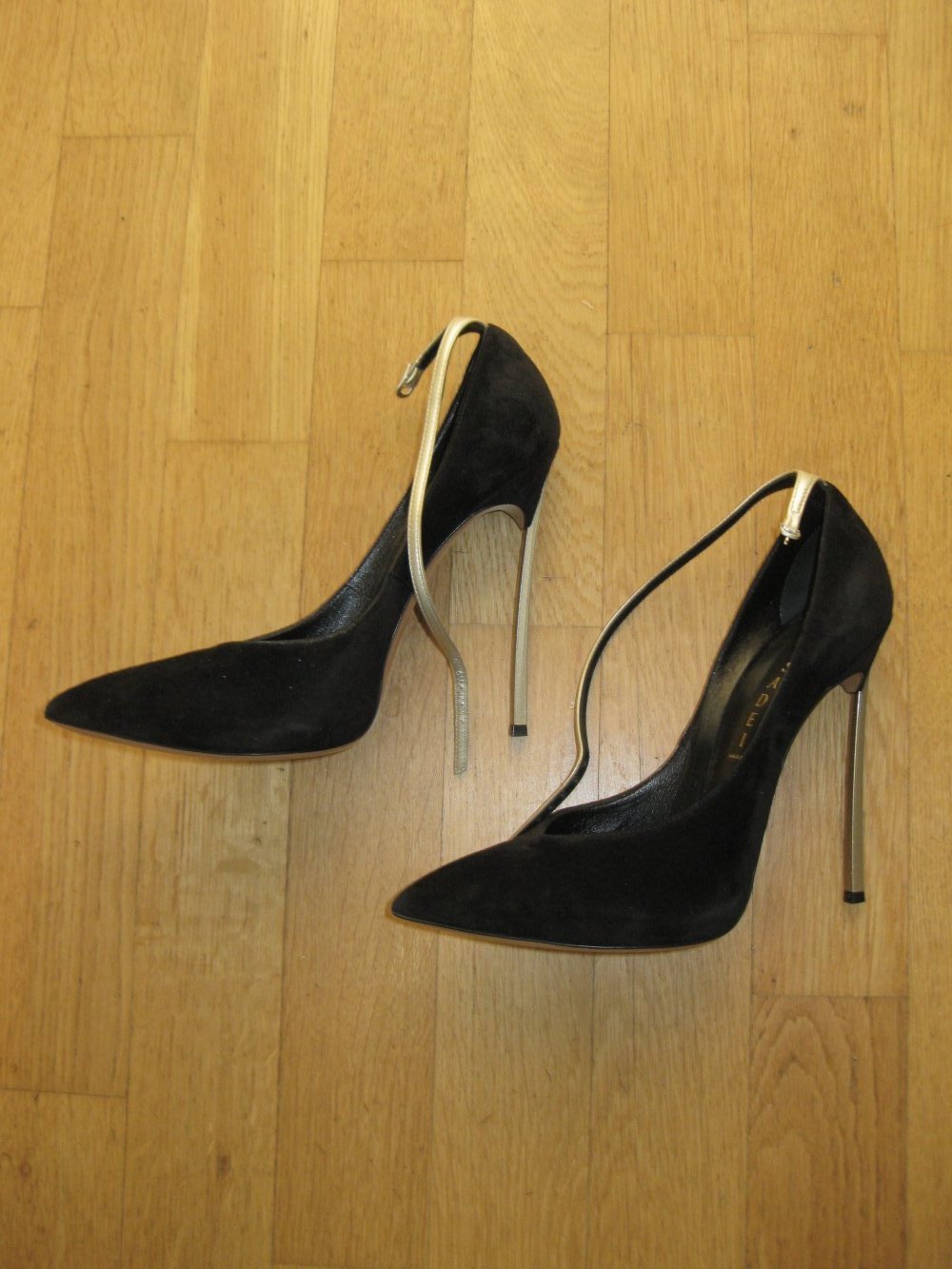 Casadei Blade High Heels schwarz Wildleder extrem Stiletto 40