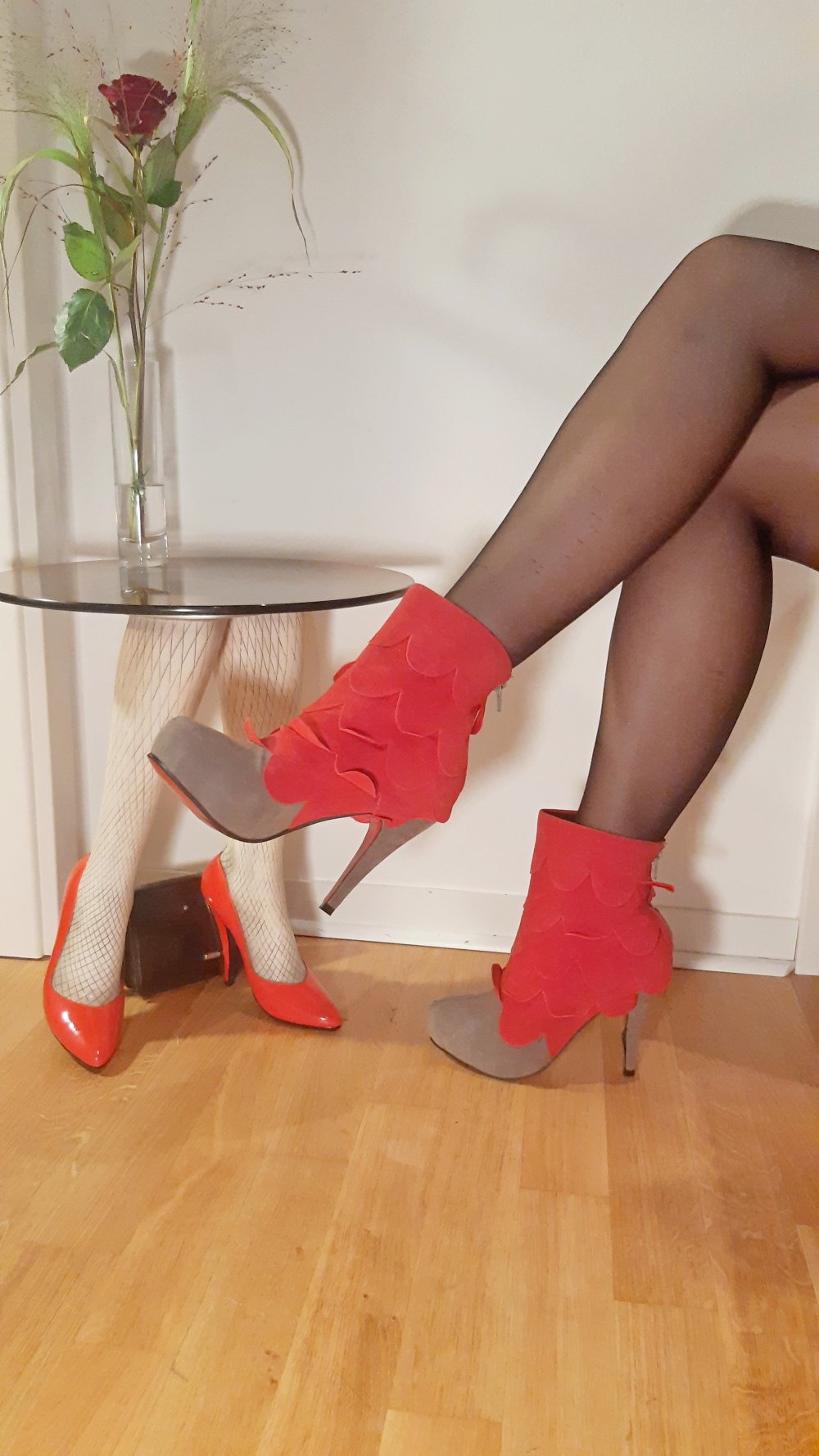 Stiefeletten rot Girly sexy Rauhleder 40