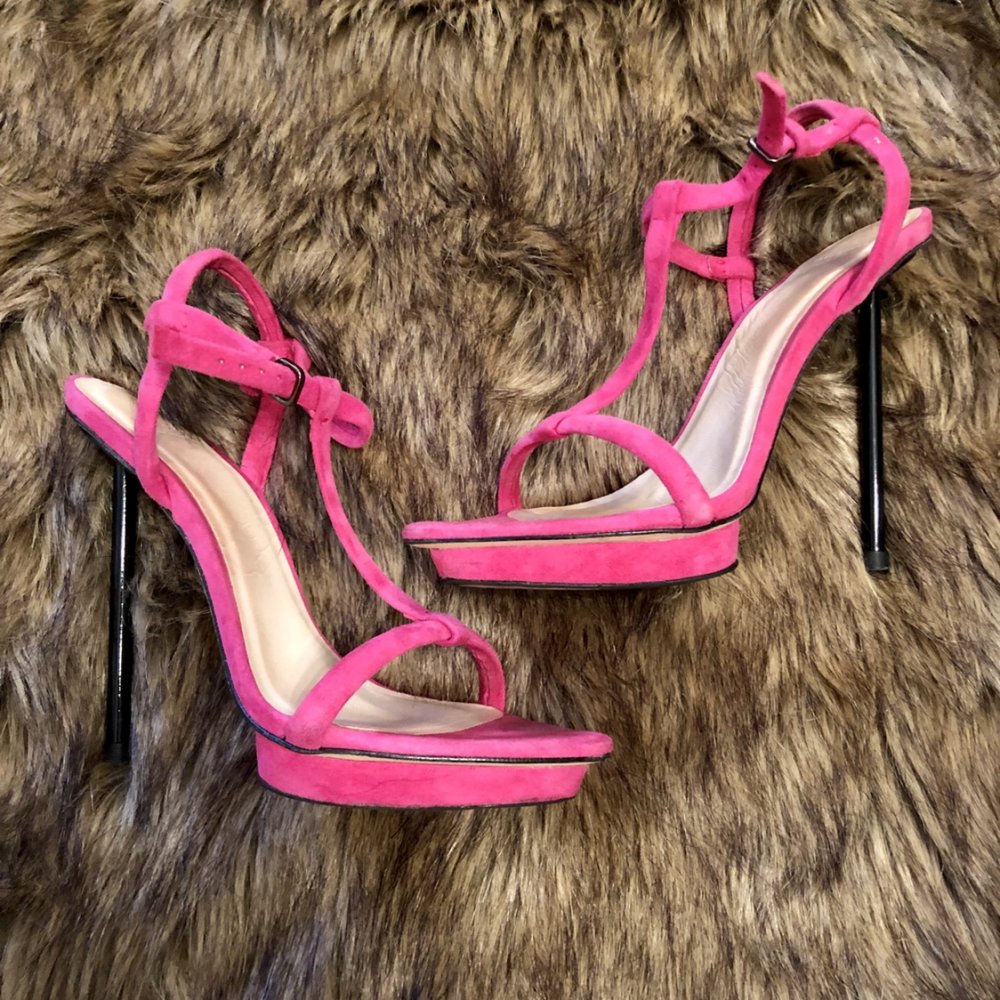 Zara High Heel Metallabsatz Stiletto Sandaletten pink 40