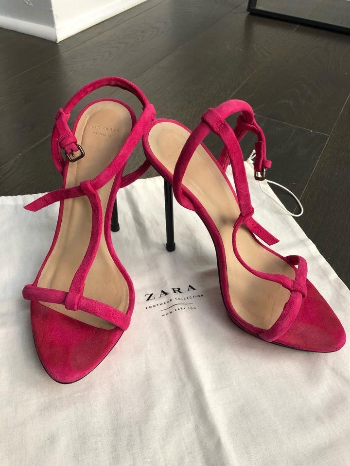 Zara High Heel Metallabsatz Stiletto Sandaletten pink 40
